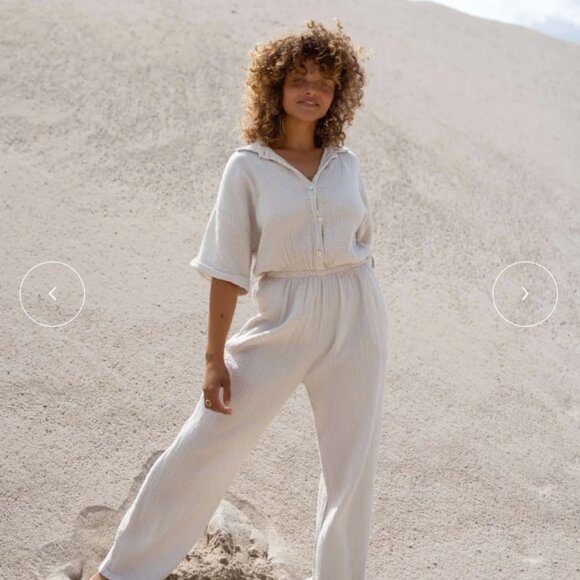 Greige Gauze Jumpsuit - Easy Clothes - One Size - Size Small to Medium - Picture 6 of 7